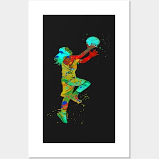 RETRO GIRL BASKETBALL PLAYER Posters and Art